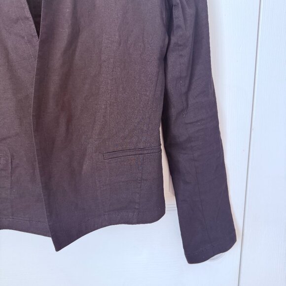 Theory Black Linen Blend Open Blazer Size 6 can fit an 8 Business Casual - Picture 5 of 6